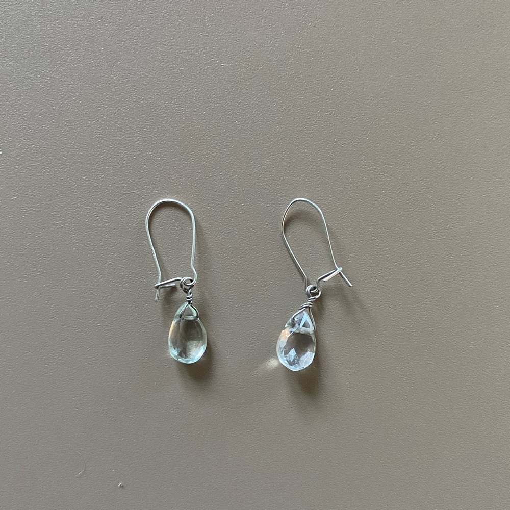 Sterling silver and green amethyst drop earrings